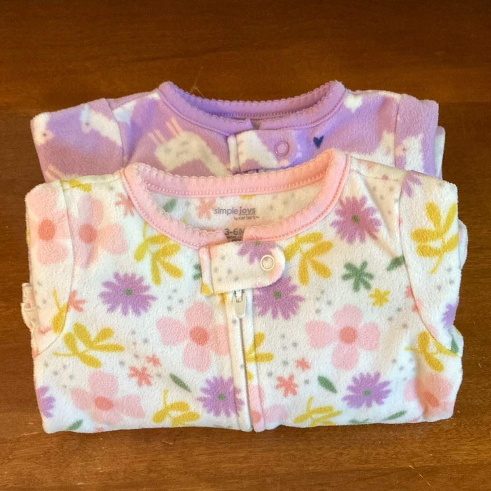 Simple Joys by Carter's Kids Pajamas - Floral and Unicorn LIKE NEW 3-6 months